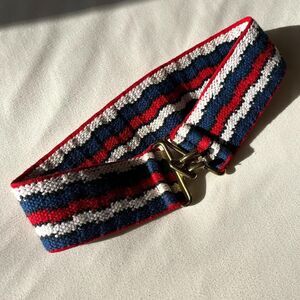 vintage 80s red white‎ and blue elastic waist belt womens xs